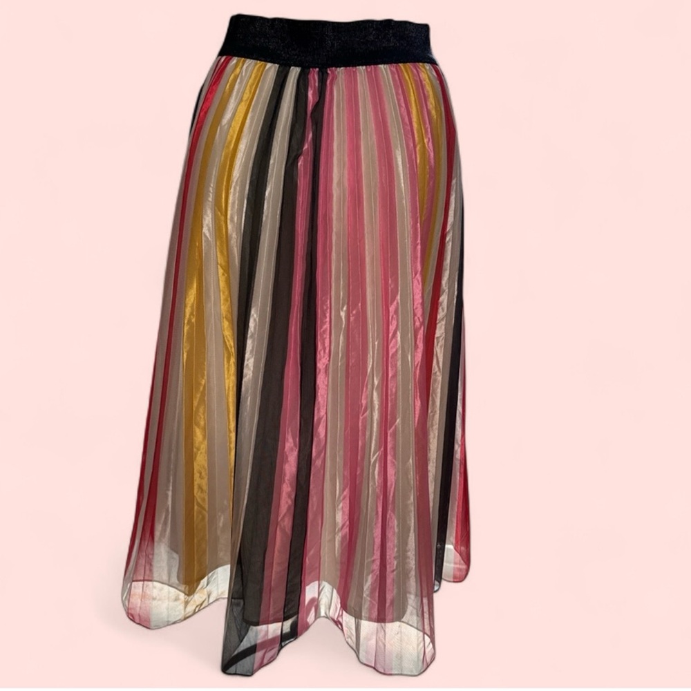 Lucy Paris Vibrant Striped Midi Skirt